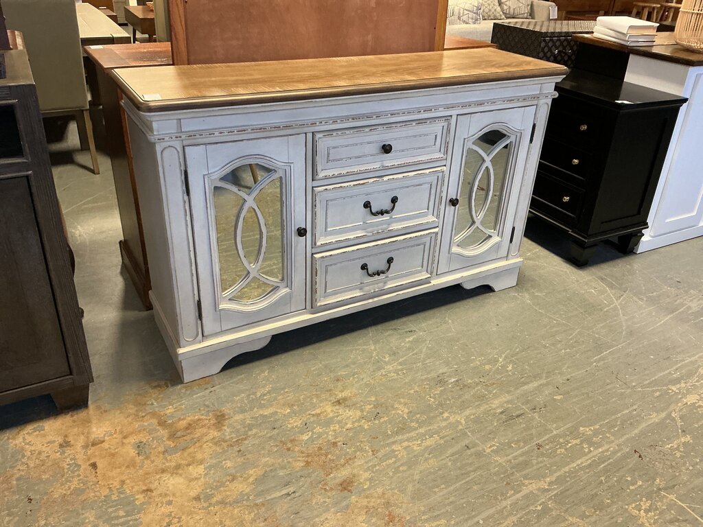 Two-Tone Distressed White Buffet