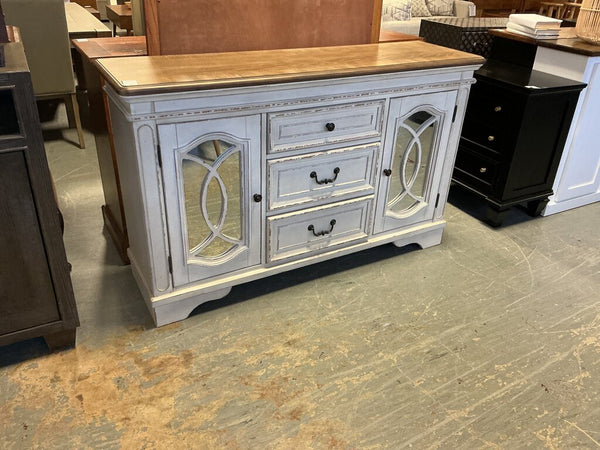 Two-Tone Distressed White Buffet