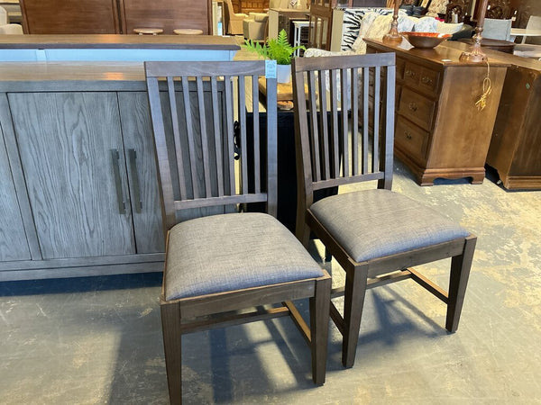 Dining Chairs with Grey Upholstered Seat (PAIR)