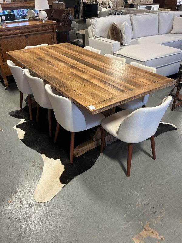 Amish 7'x40" Reclaimed Oak Trestle Table