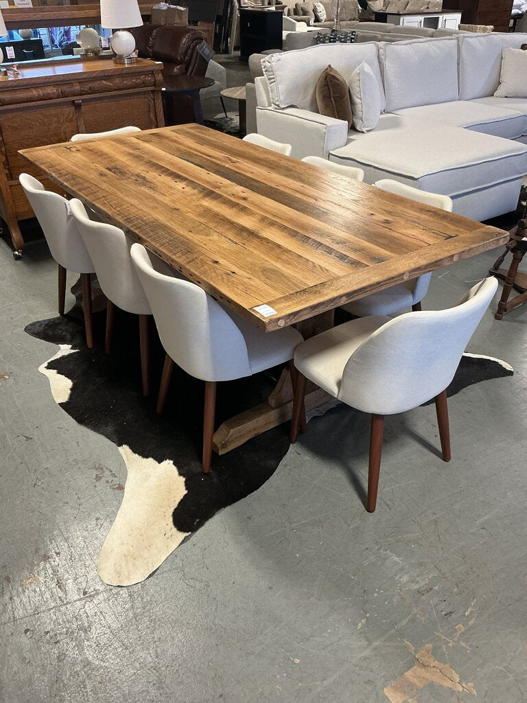 Amish 7'x40" Reclaimed Oak Trestle Table
