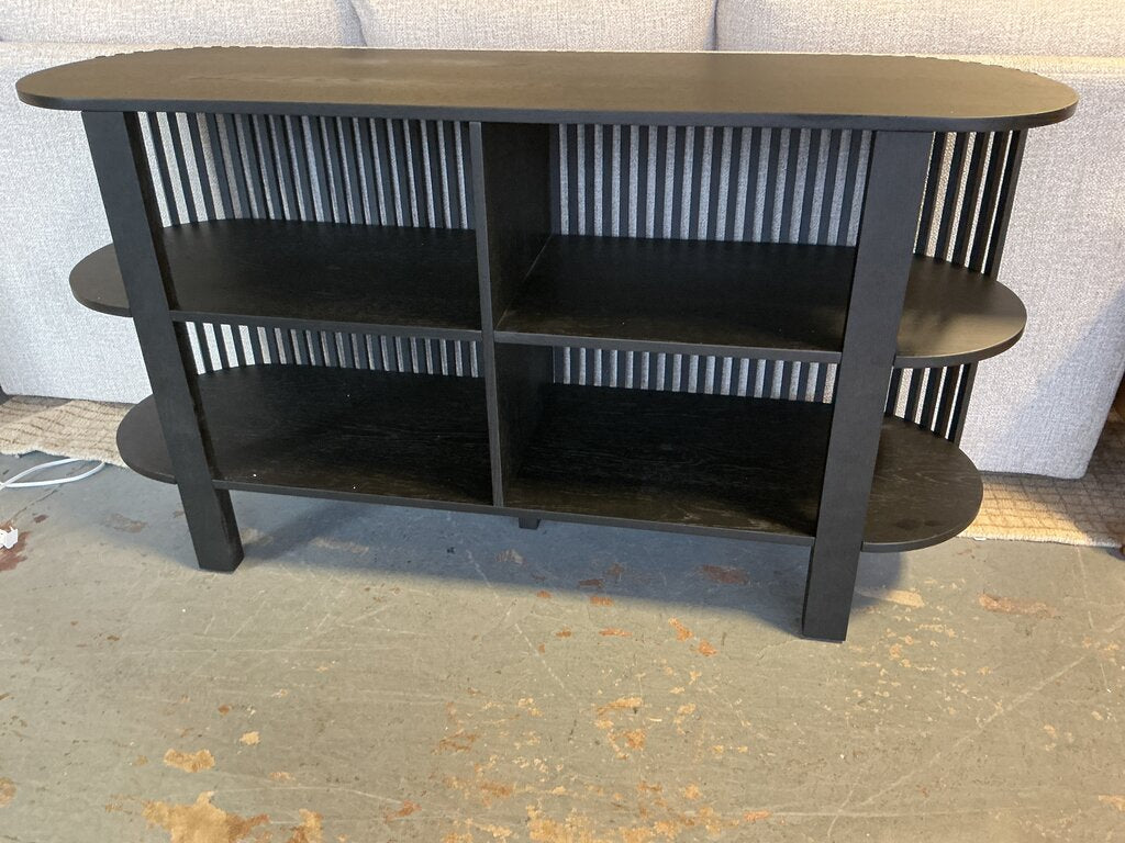 Black Slatted Console Shelf - 61"