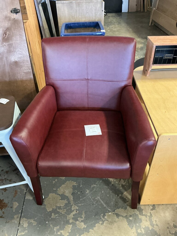 Burgundy Leather-Match Armchair