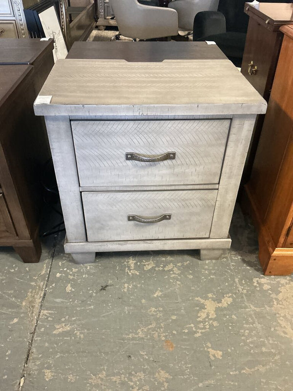 Naydell 2 Drawer Nightstand- Rustic Grey