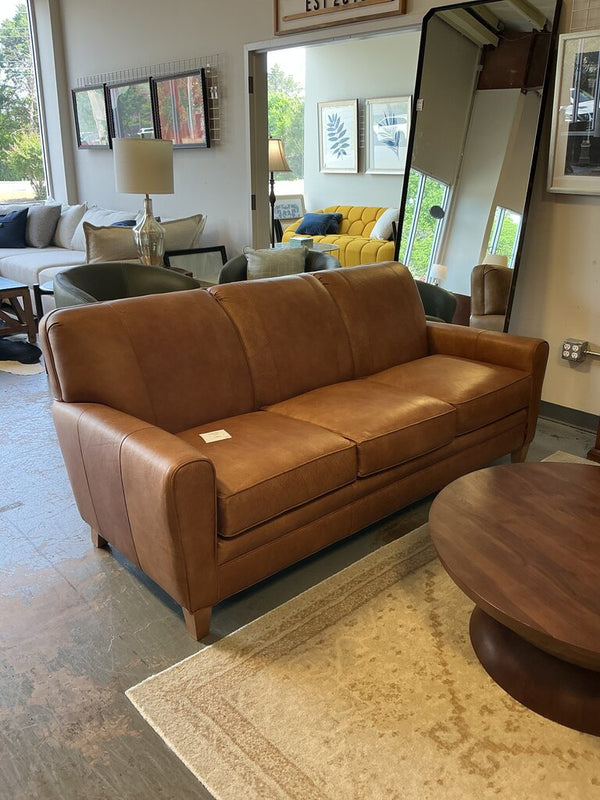 Smith Brothers Carmel Leather 3 Cushion Sofa (Cushion Upgrade)