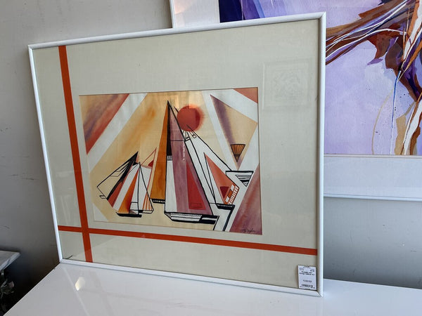 Orange Sailboat Art