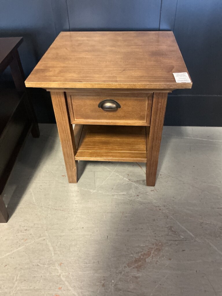 Redmond Solid Wood End Side Table- Aged Brown