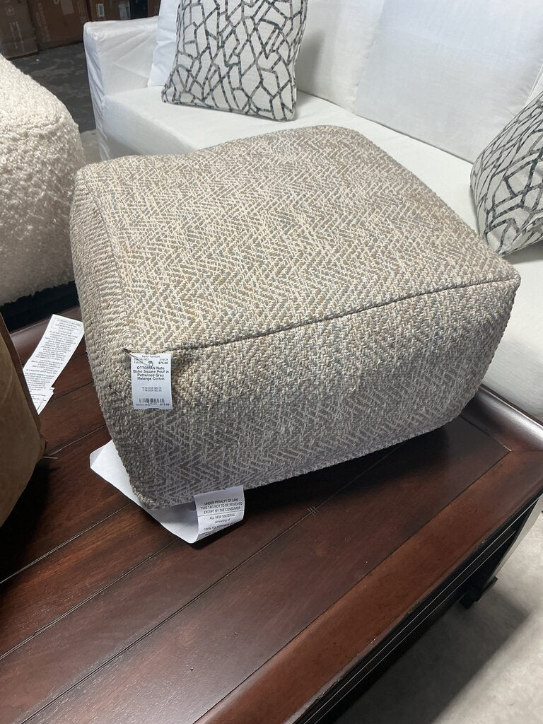 Nate Boho Square Pouf in Patterned Grey Melange Cotton
