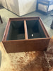 Avalon Faux Leather Square Storage Ottoman- Distressed Brown (As-Is, Missing Feet)