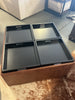 Avalon Faux Leather Square Storage Ottoman- Distressed Brown (As-Is, Missing Feet)