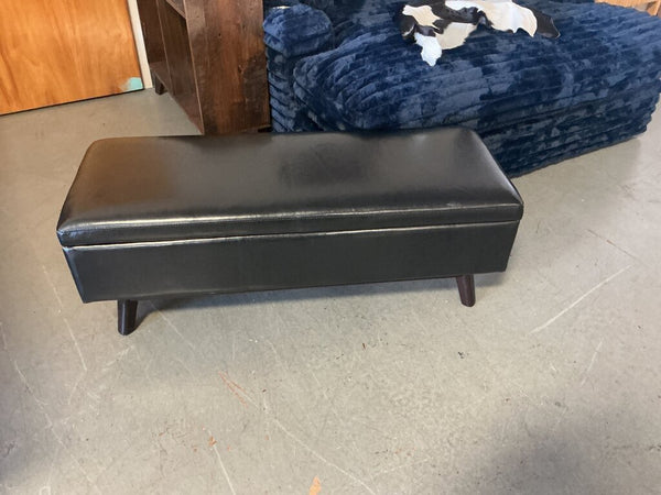 Avalon Contemporary Faux Leather Storage Bench- Midnight Black