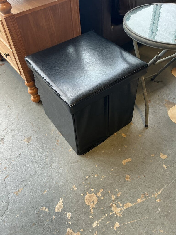 Sm Faux Leather Storage Ottoman