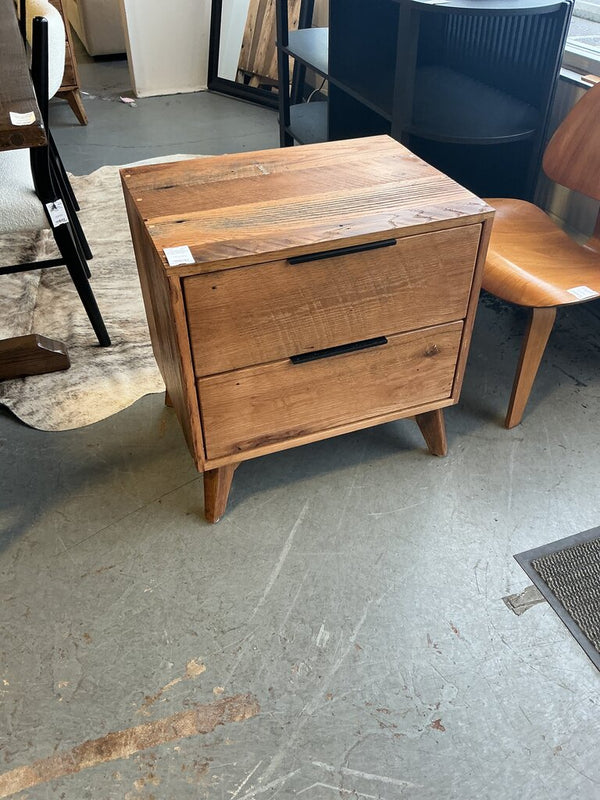 Amish MCM Style 2 Drawer Nightstand- Medium Stain