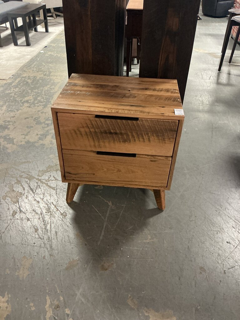 Amish MCM Style 2 Drawer Nightstand- Natural Matte