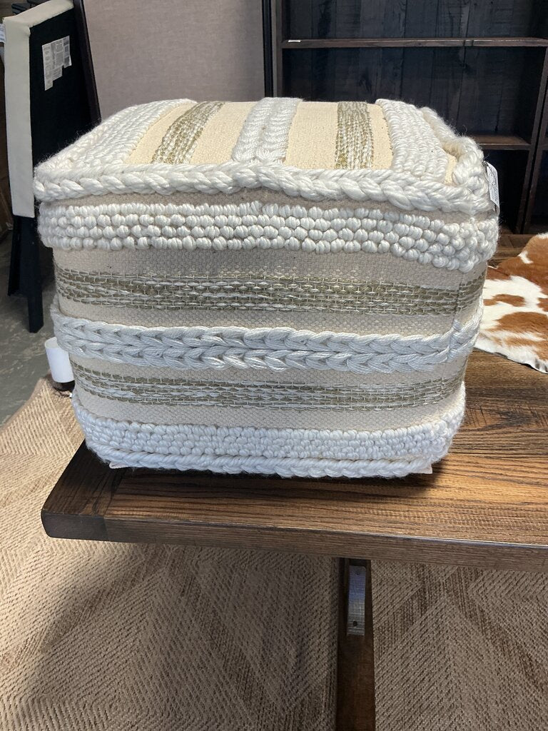 Sommer Boho Square Pouf in Natural Handloom Woven Pattern