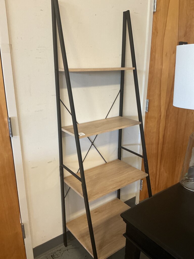 Faux Wood & Metal Ladder Bookcase