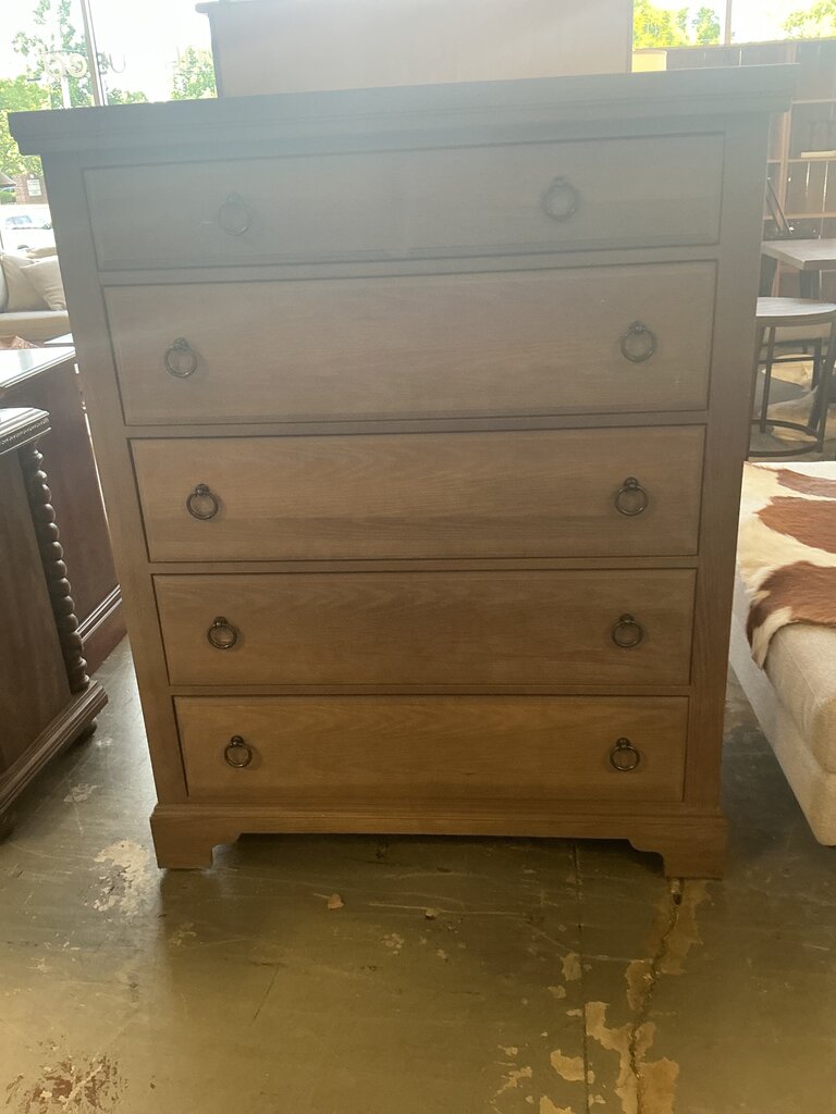 (As-Is Top) Greywash 5 Drawer Chest