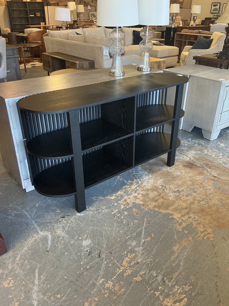 Black Slatted Console Shelf - 61"