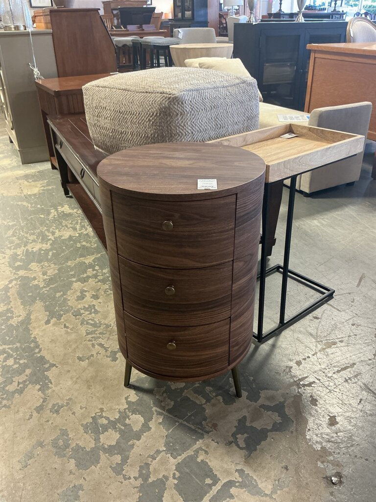 Maddalena 26'' Tall Drum 3 Drawer End Table-WALNU