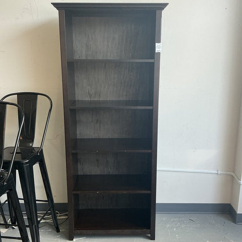 Amherst SOLID WOOD 70 inch x 30 inch Transitional 5 Shelf Bookcase in Hickory Brown (as-is scratch)
