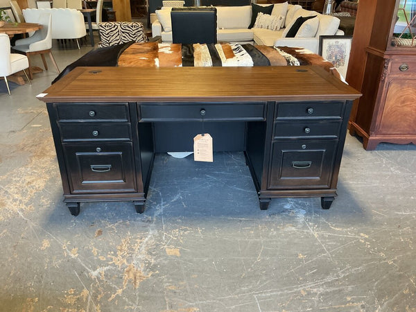 Hartford Wood Double Pedestal Desk- Black