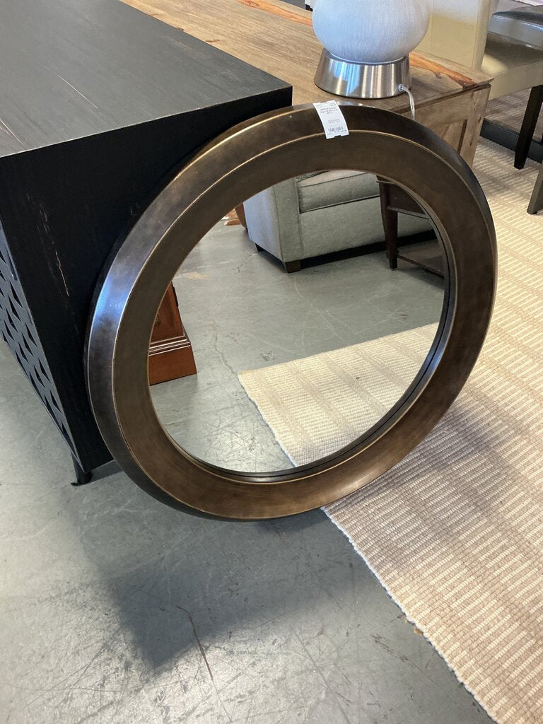 Round Aged Brass Look Mirror