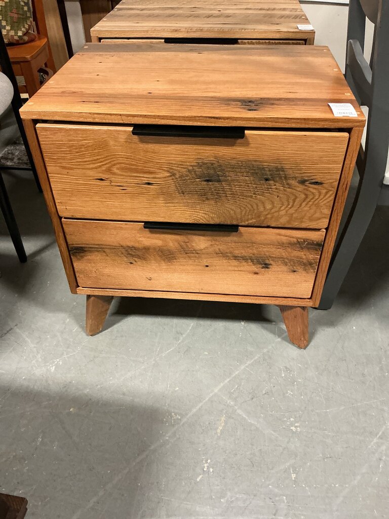 Amish MCM Style 2 Drawer Nightstand-Medium Stain