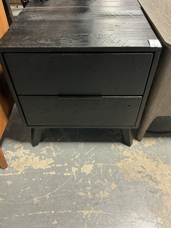 Amish MCM Style 2 Drawer Nightstand-Black