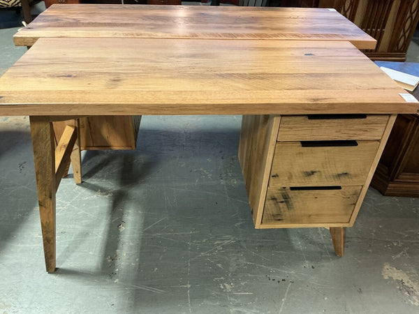 Amish MCM Reclaimed Desk 3 Drawers- Natural Matte