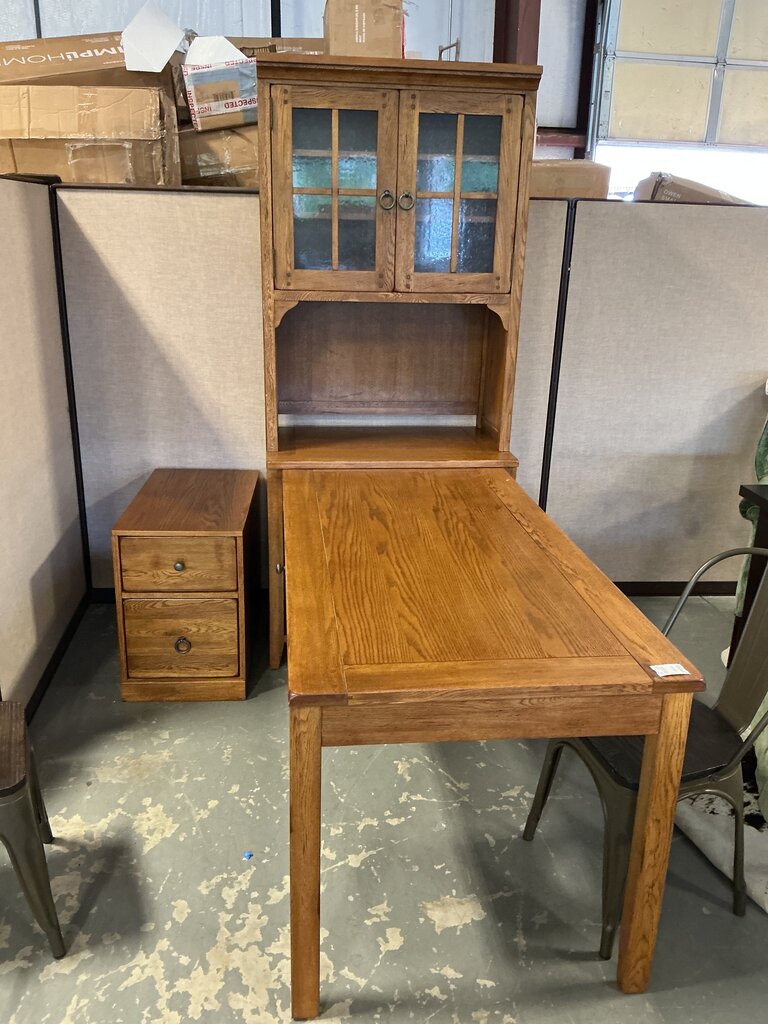 Oak 2pc. Desk+Cabinet