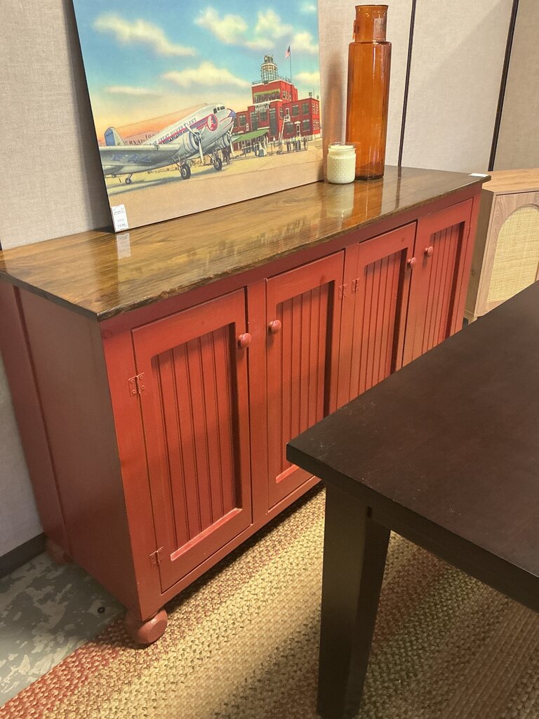4 Door Red Amish Cabinet