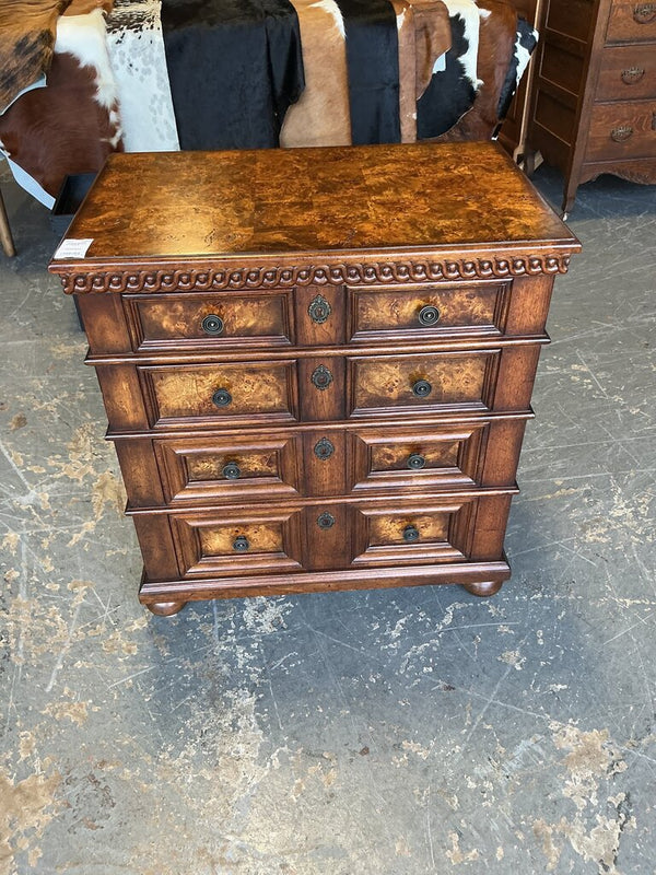 Burled Wood 4 Drawer Chest