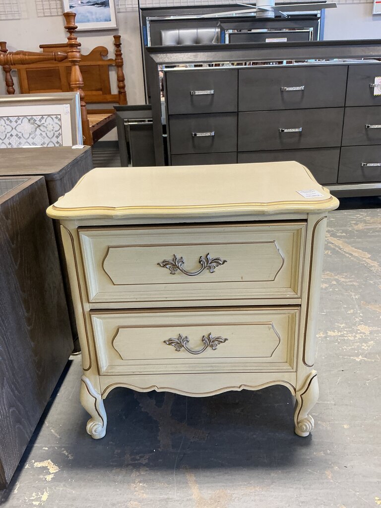 Cream & Gold Trim French Provincial Nightstand