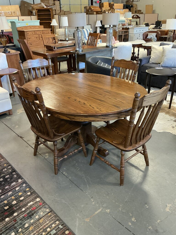 Oak Dining Set (Table + 4 Chairs)