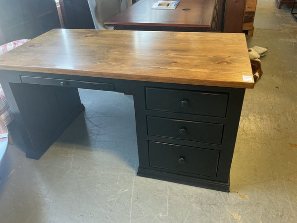 Farmhouse Style Desk (Black W/ Light Stain Top)