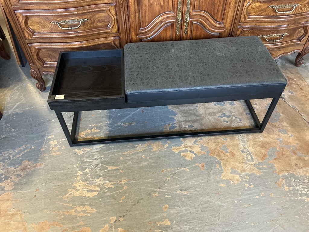 Grey Faux Leather Bench