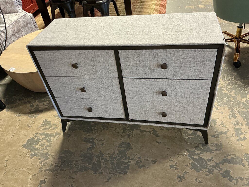 6-Drawer Upholstered Dresser-Light Grey