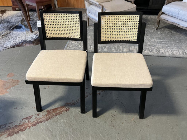 Black Dining Chair w/ Rattan Back (Pair)