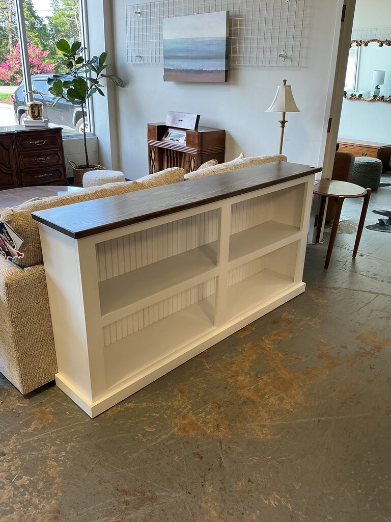 Amish 6' Bookcase White/Dark Stain Top