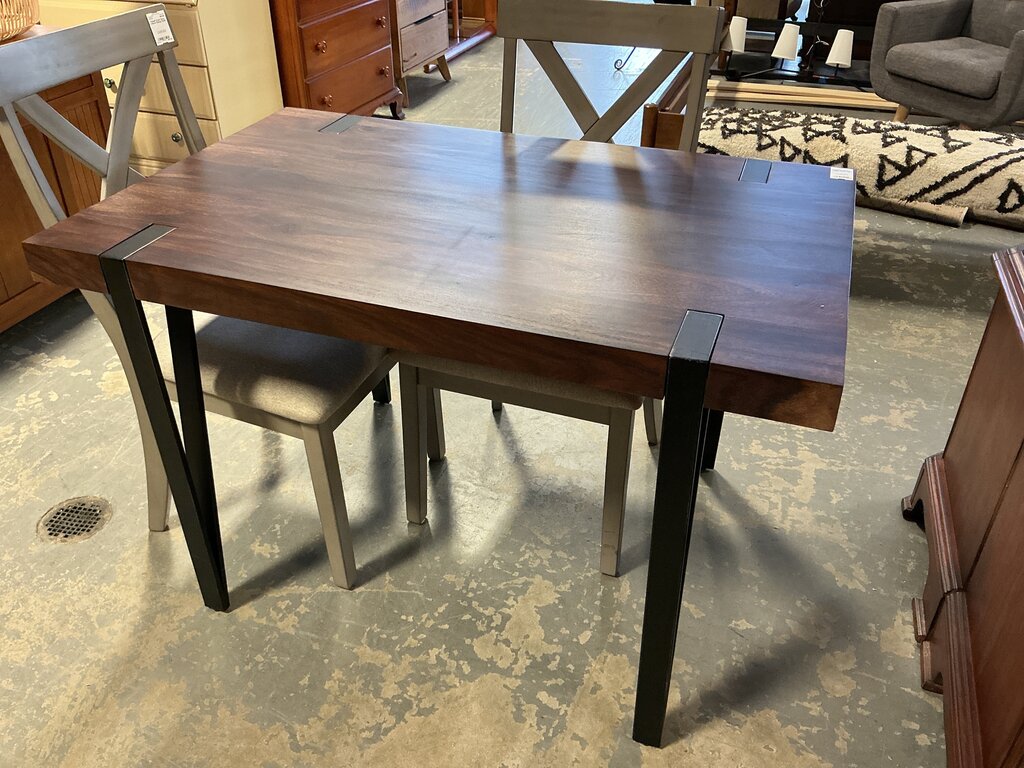 Dark Mango Wood Dining Table Metal Leg