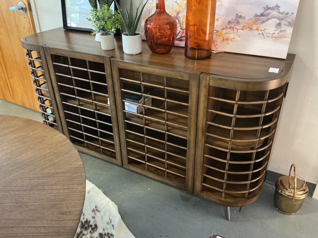 Curved Cinnamon 4 Door Cabinet