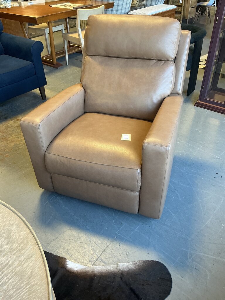 Havertys Leather Power Reclining Chair- Saddle