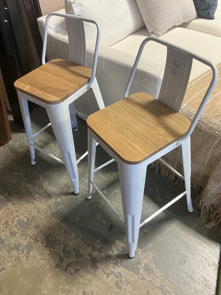 Industrial 24 inch Counter Height Stool-White (Set of 2)
