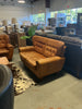 German MCM Leather Wingback Loveseat