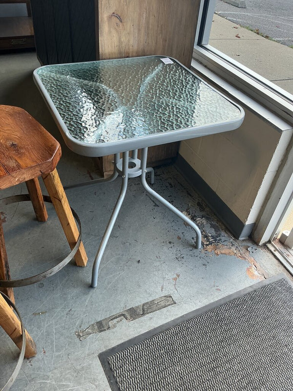 Barker 31.5'' Silver Tempered Glass Metal Table