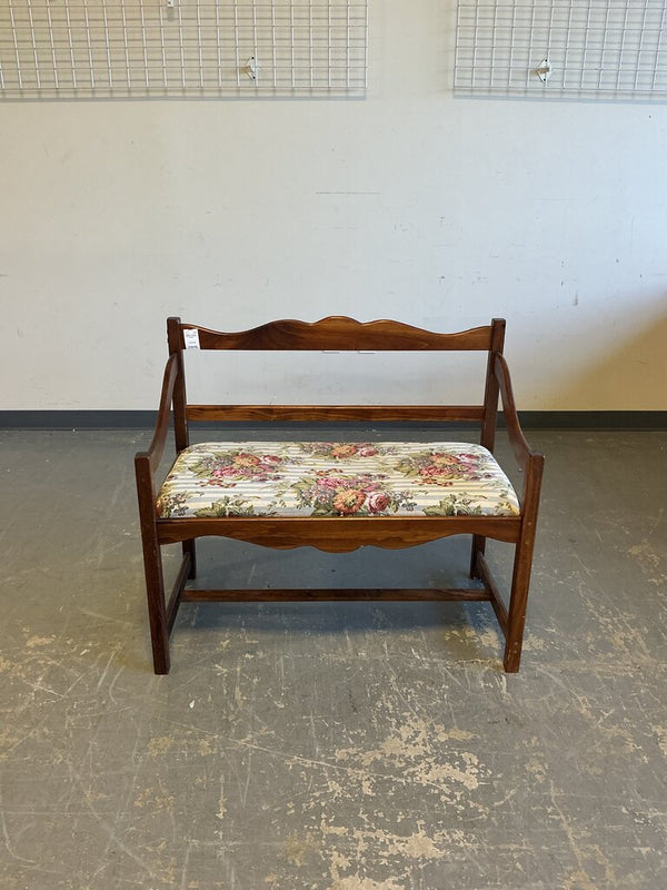 Vintage Bench W/ Floral Cushion