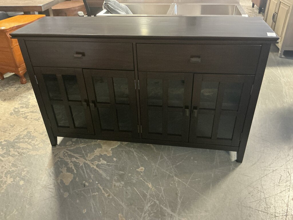 Artisan 4 Door Sideboard Buffet- Dark Brown (As-Is)