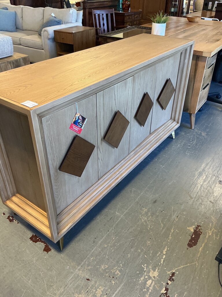 Natural 4 Door Console w/ Dark Wood Handles