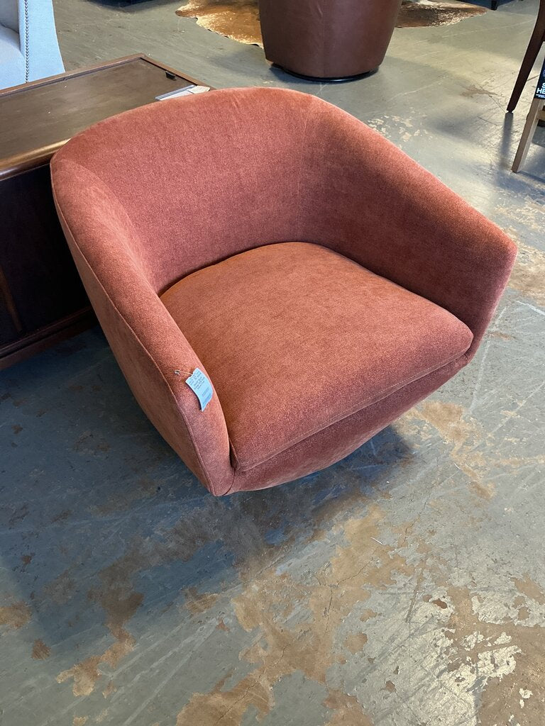Burnt Orange MCM Style Swivel Chair
