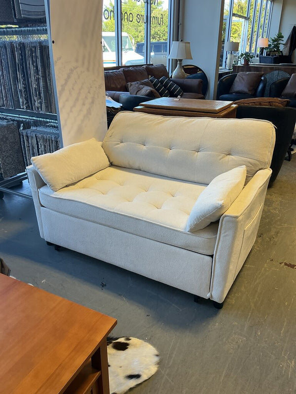 White Chair W/ Pull-Out Ottoman